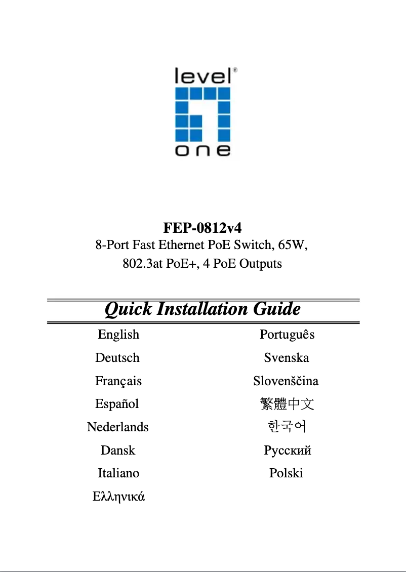 Page n°1 - Manuel utilisateur LevelOne FEP-0800