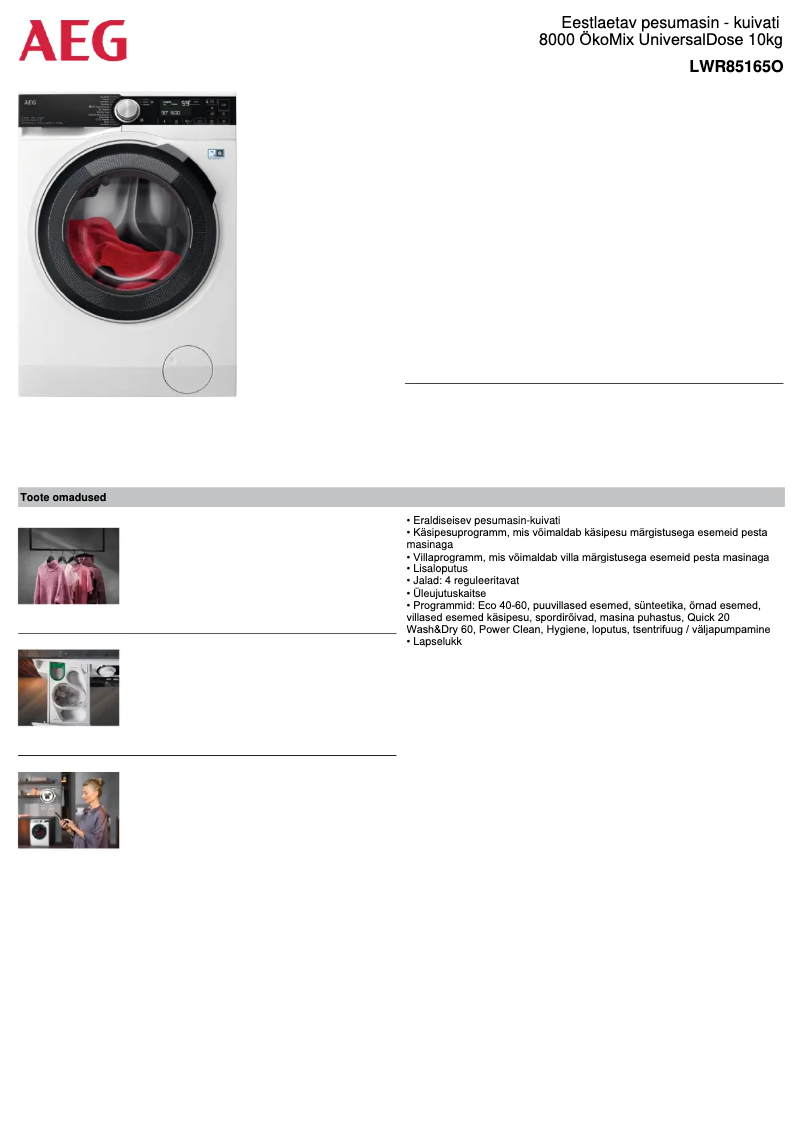 Image de la première page du manuel de l'appareil LWR85165O