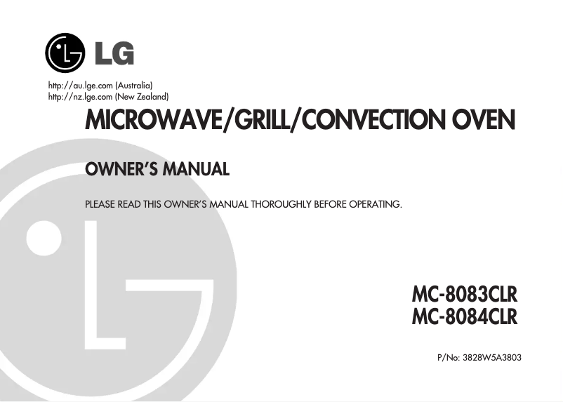 Page n°1 - Manuel utilisateur LG MC-8084CLR