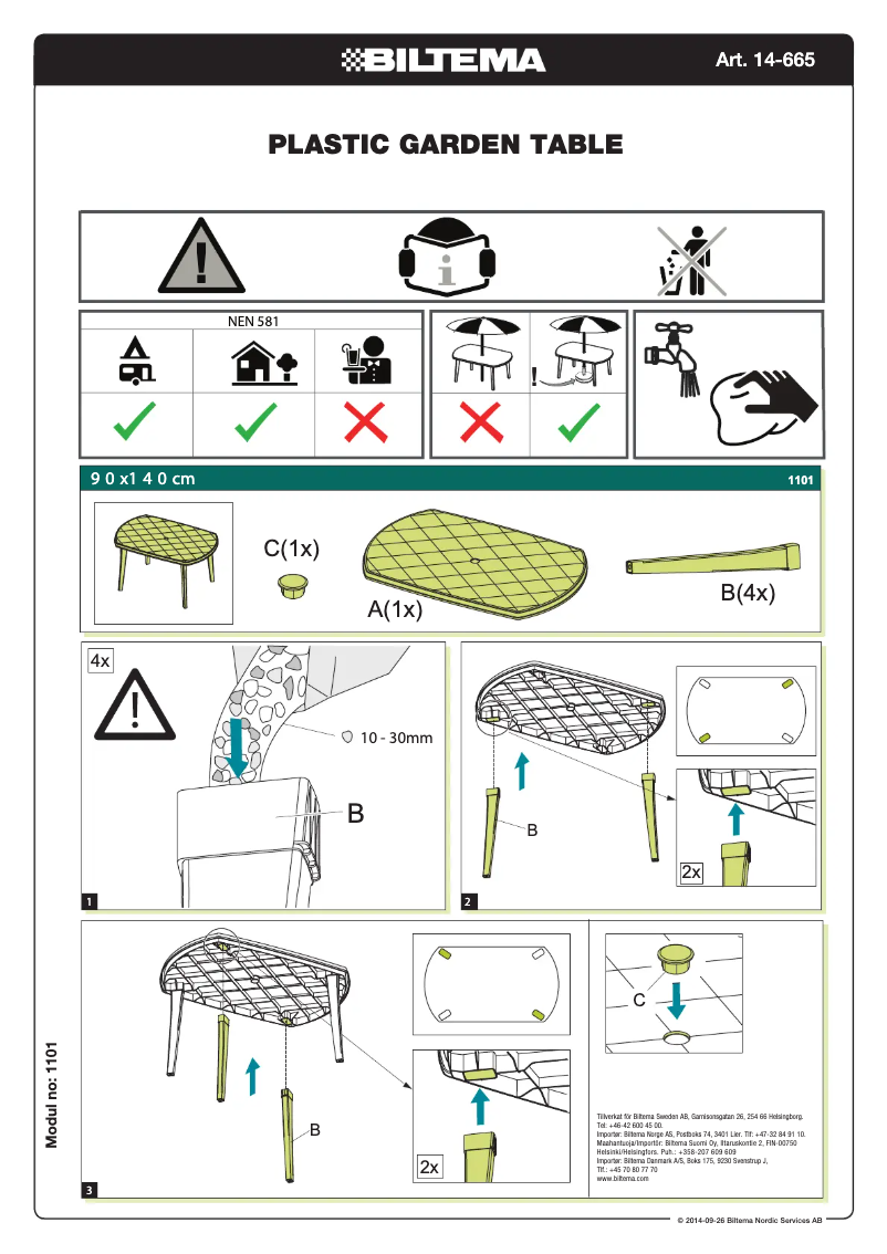 Page n°1 - Manuel utilisateur Biltema 14-665
