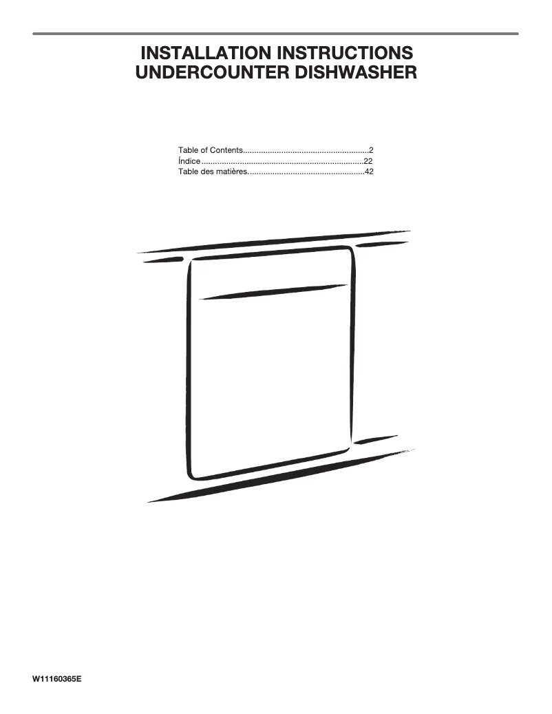 Page 1 de la notice Guide d'installation Whirlpool WDF518SAHW