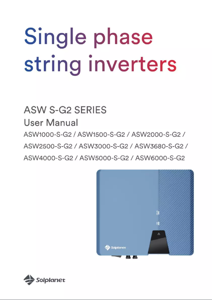 Page 1 de la notice Manuel utilisateur Solplanet ASW6000-S-G2