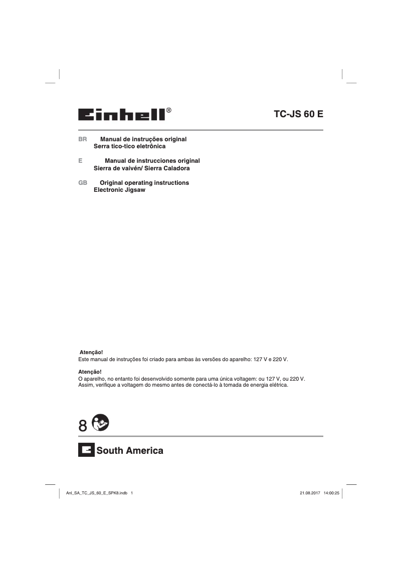 Page n°1 - Manuel utilisateur Einhell TC-JS 60 E