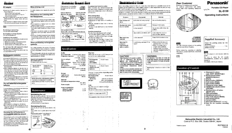 Image de la première page du manuel de l'appareil SL-S159