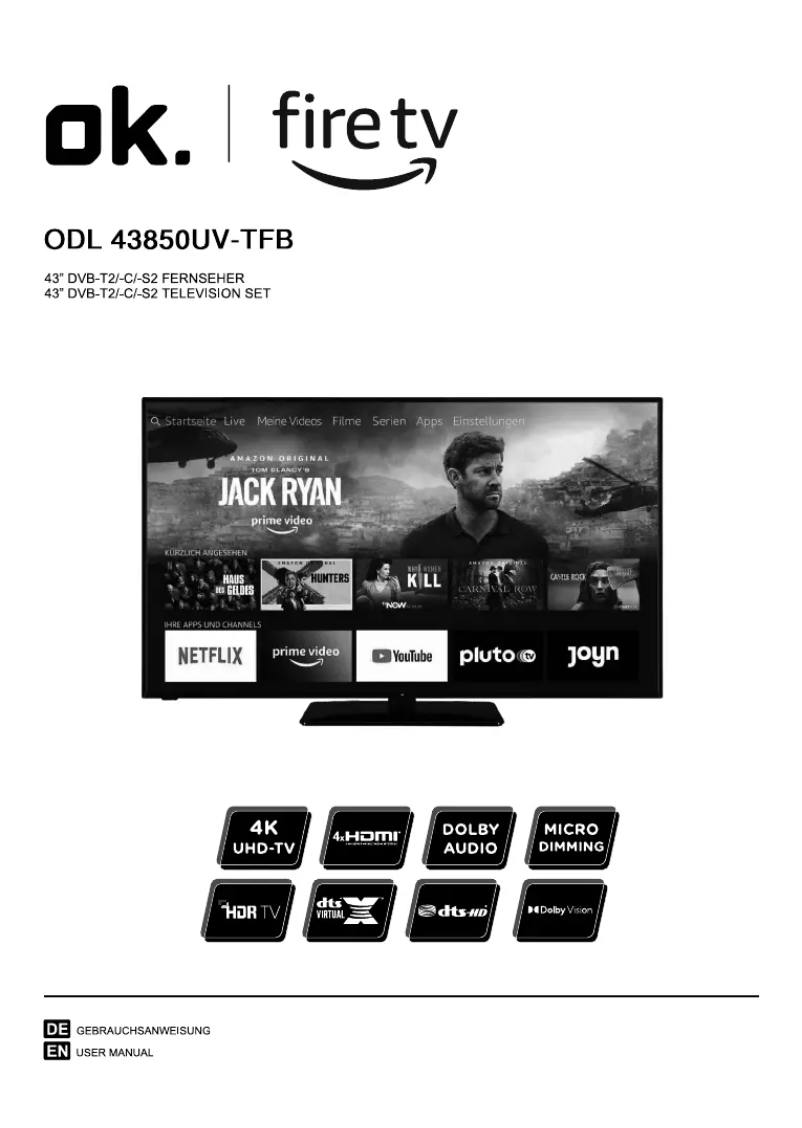 Página 1 del manual Manual de usuario OK ODL 43850UV-TFB
