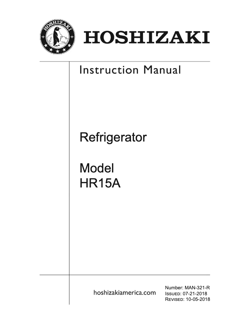 Página 1 del manual Manual de usuario Hoshizaki HR15A