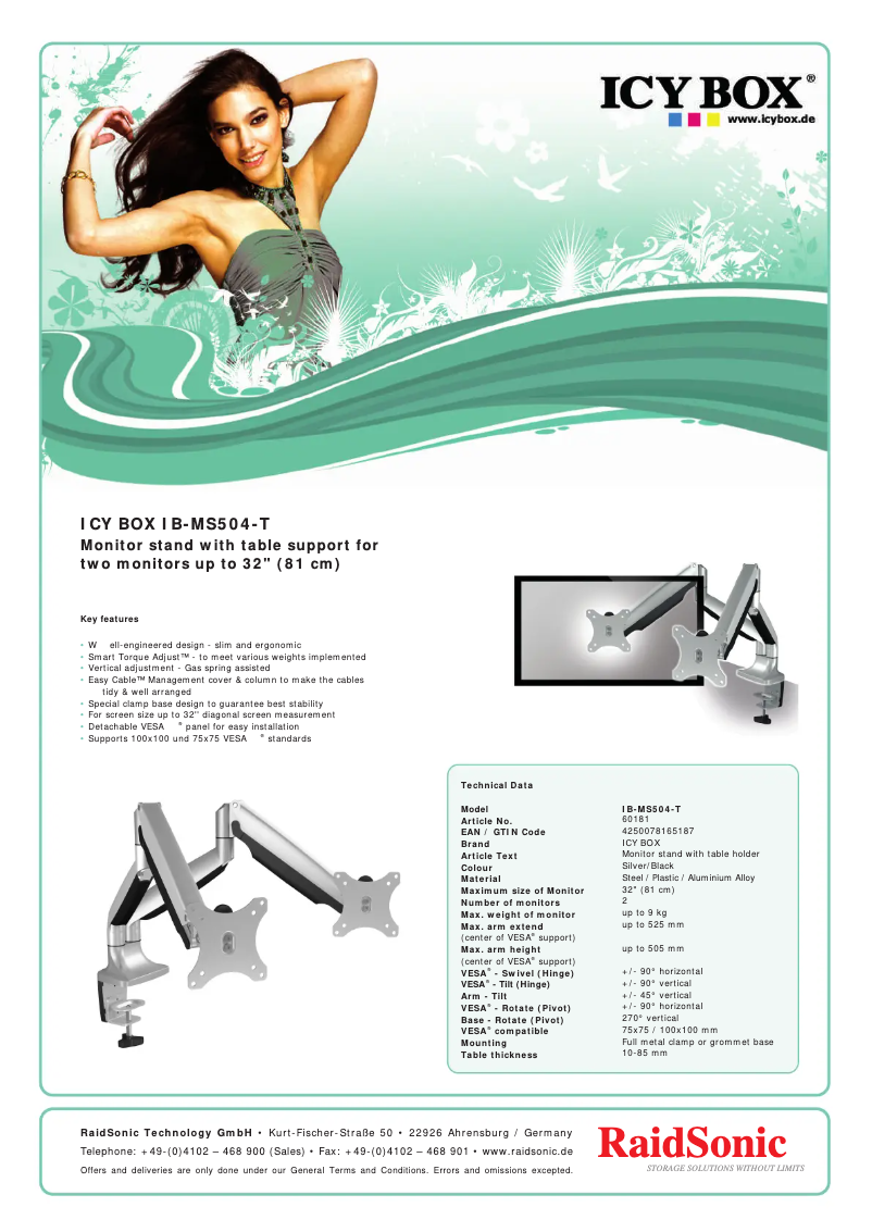 Page 1 de la notice Fiche technique Icy Box IB-MS504-T