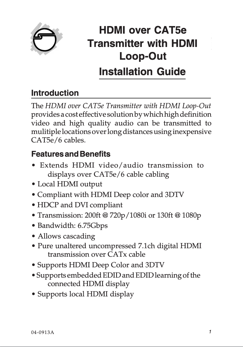 Page 1 de la notice Manuel utilisateur Siig CE-H21V11-S1