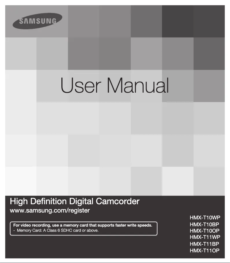 Page n°1 - Manuel utilisateur Samsung HMX-T11BP