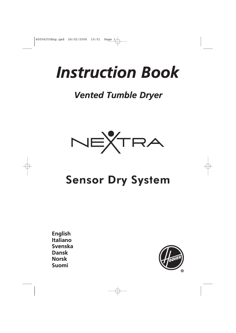 Page 1 de la notice Manuel utilisateur Hoover HNV 375-S/0