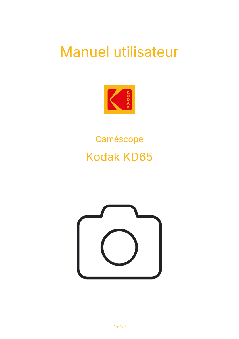 Page n°1 - Manuel utilisateur Kodak KD65