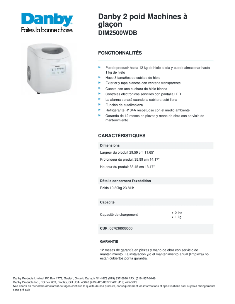 Image de la première page du manuel de l'appareil DIM2500WDB