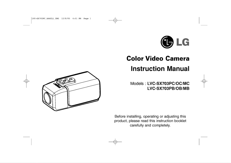 Image de la première page du manuel de l'appareil LVC-SX703MC