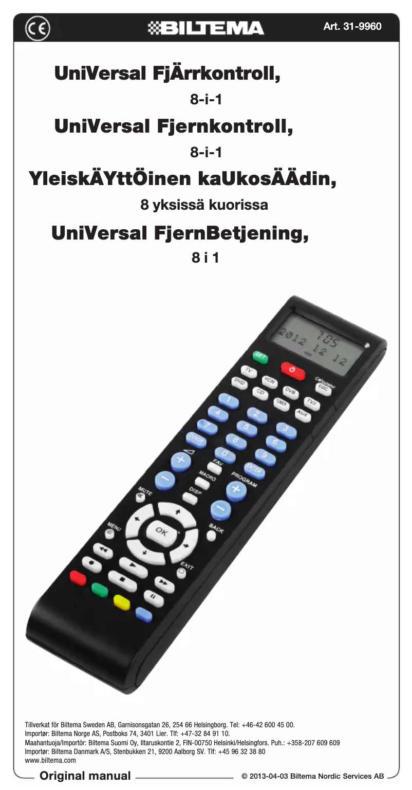 Page n°1 - Manuel utilisateur Biltema 31-9960