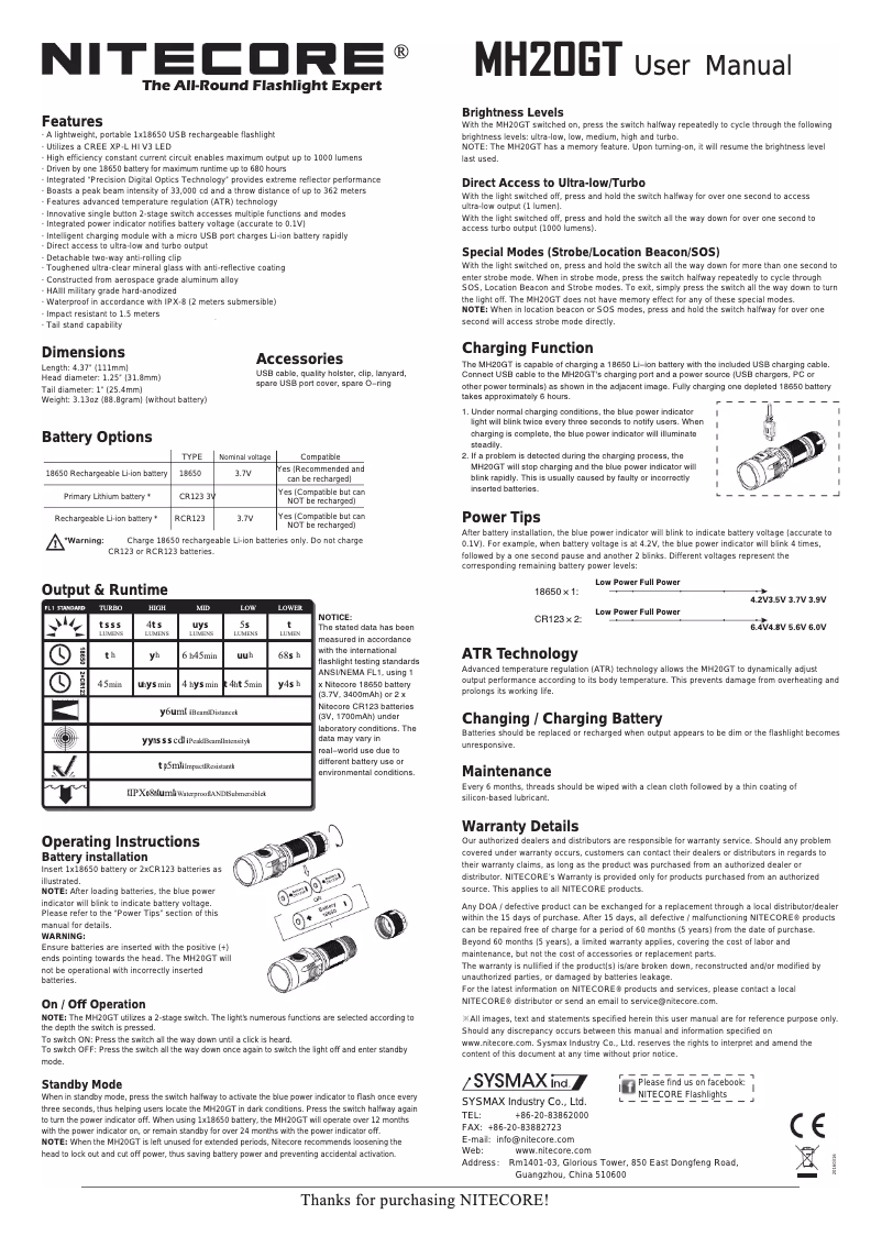 Image de la première page du manuel de l'appareil MH20GT