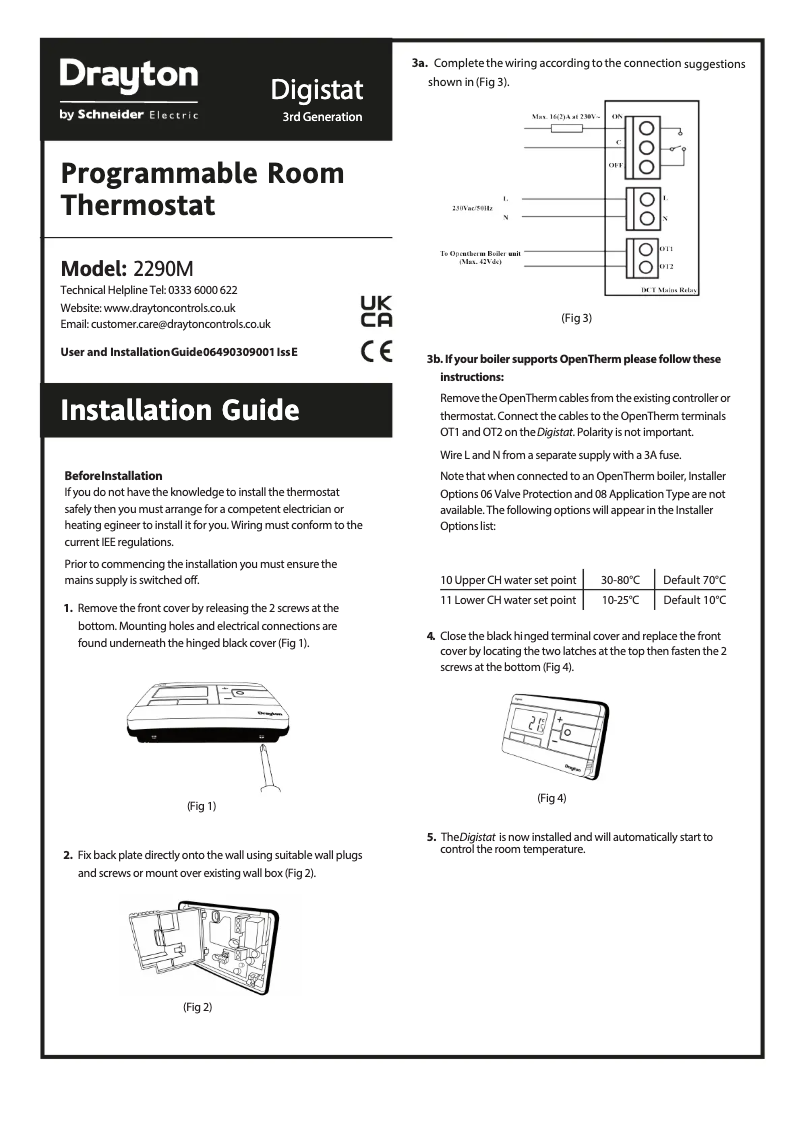 Page 1 de la notice Manuel utilisateur Drayton Digistat 2290M