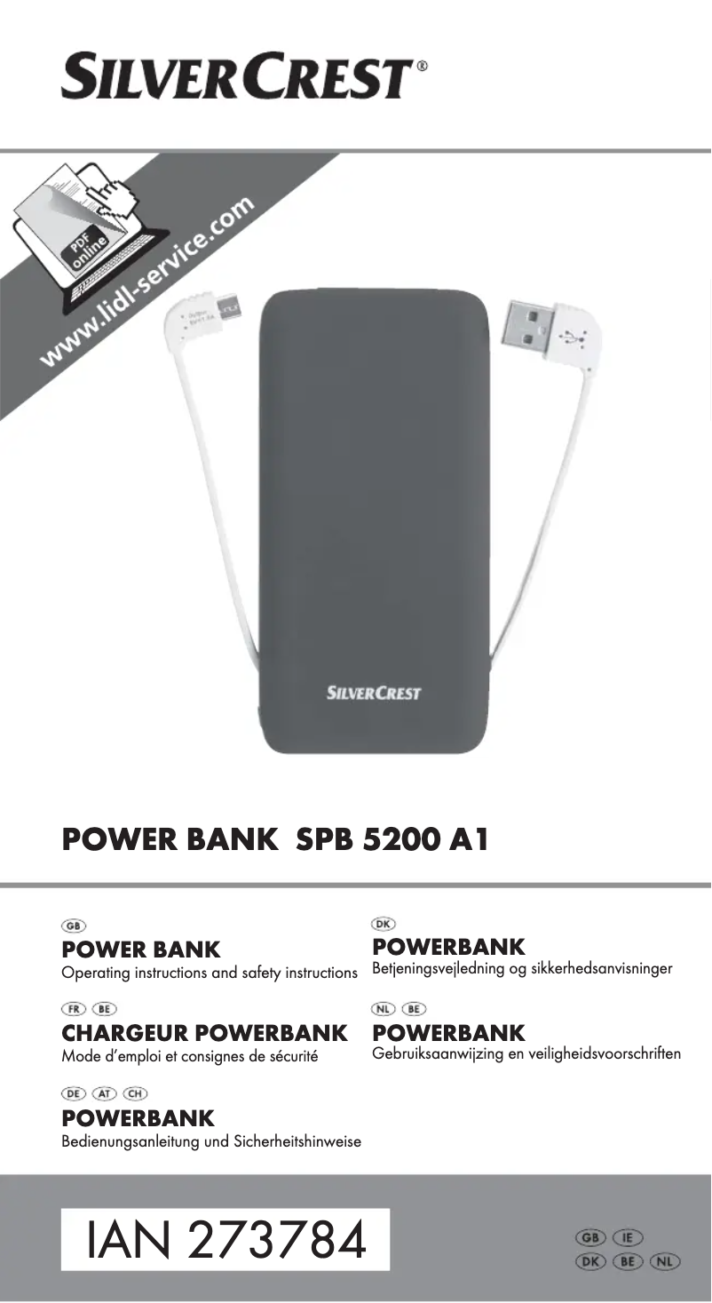Page n°1 - Manuel utilisateur SilverCrest SPB 5200 A1