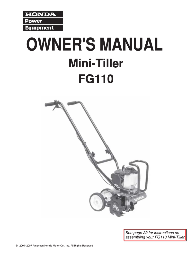 Image de la première page du manuel de l'appareil FG 110