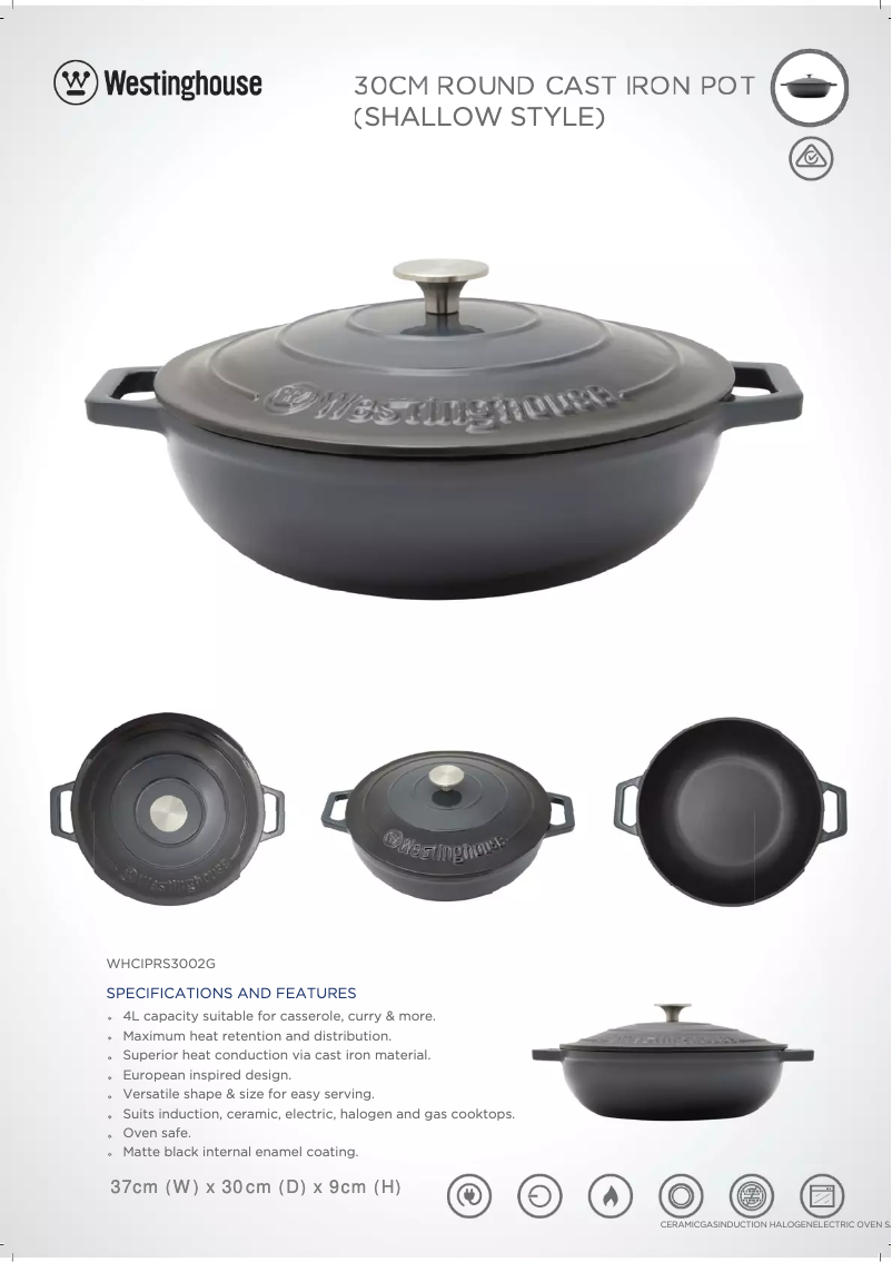 Page 1 de la notice Fiche technique Westinghouse WHCIPRS3002G