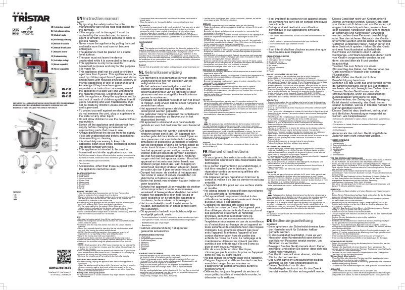 Page n°1 - Manuel utilisateur TriStar MX-4181