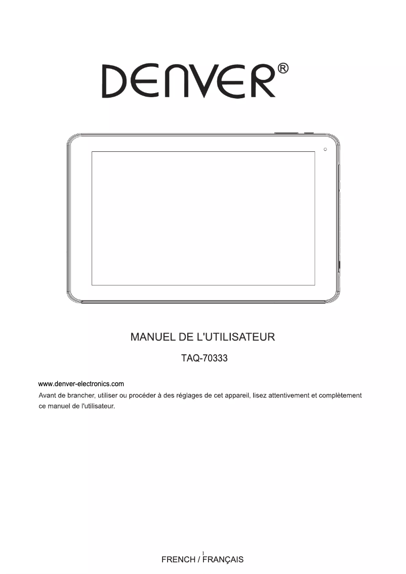 Page n°1 - Manuel utilisateur Denver TAQ-70333
