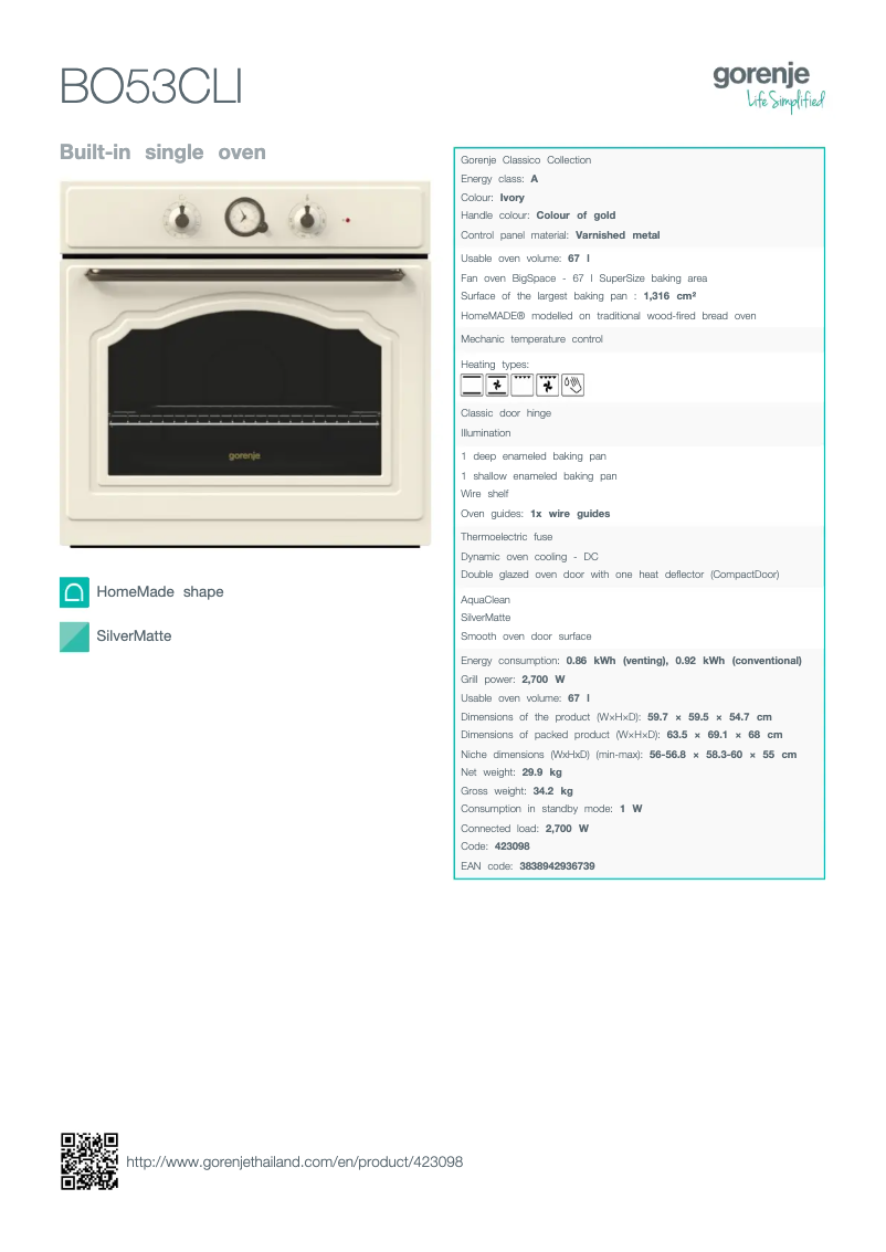 Página 1 del manual Manual de usuario Gorenje BO53CLI