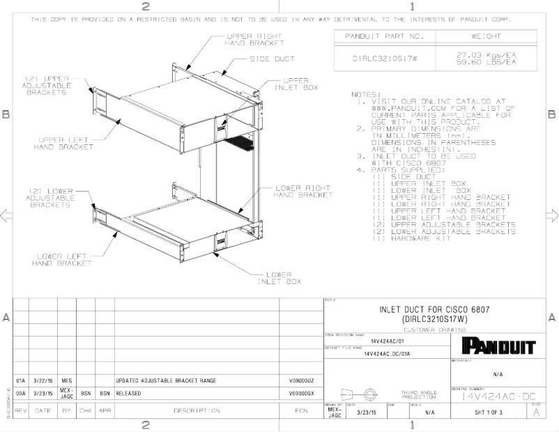 Page n°1 - Dessin technique Panduit DIRLC3210S17W
