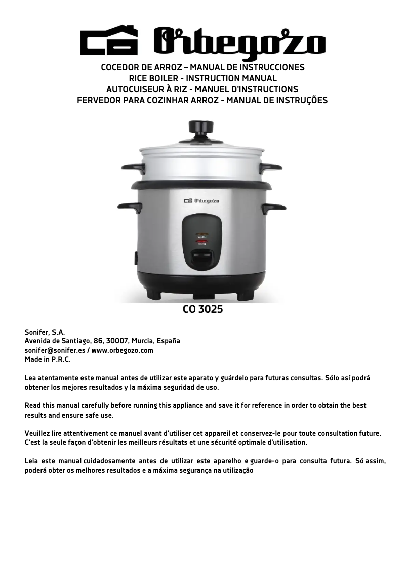 Image de la première page du manuel de l'appareil CO 3025