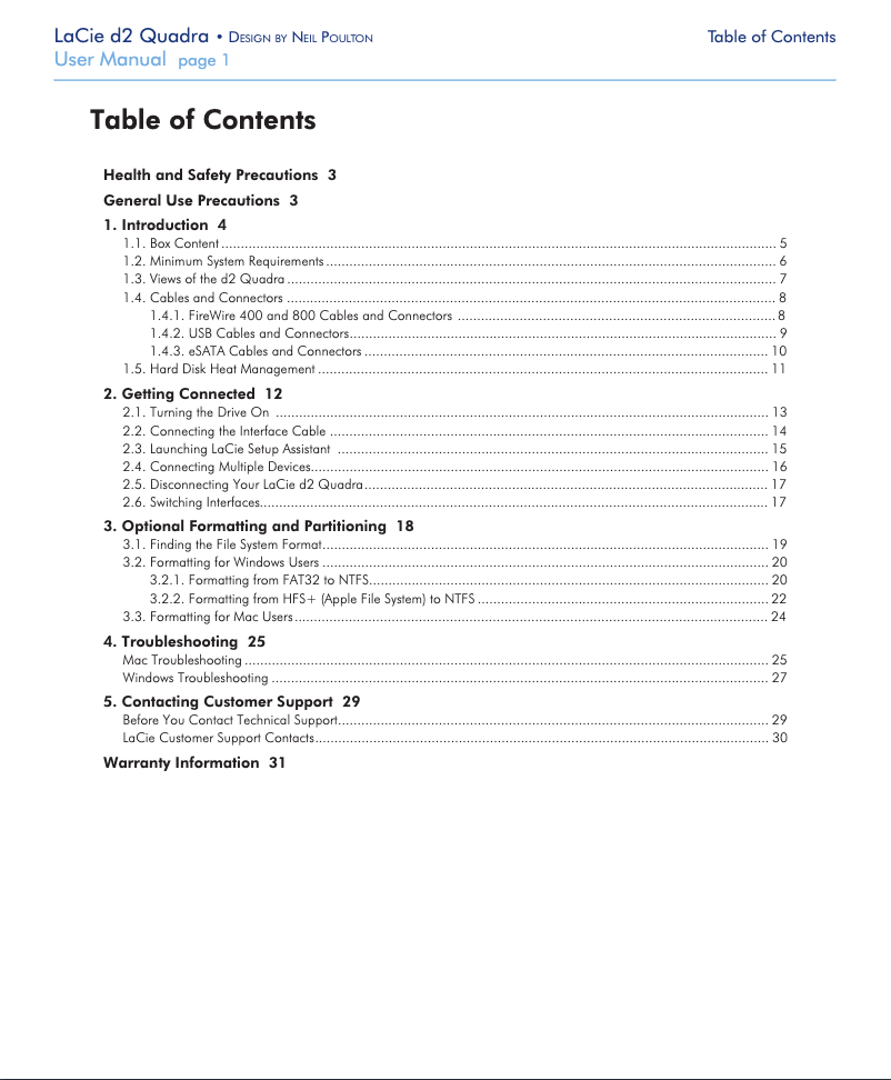 Page n°1 - Manuel utilisateur LaCie d2 Quadra v3