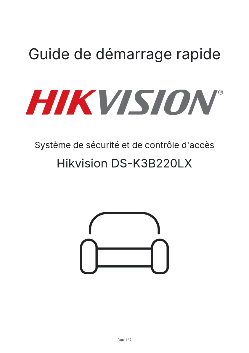 Image de la première page du manuel de l'appareil DS-K3B220LX