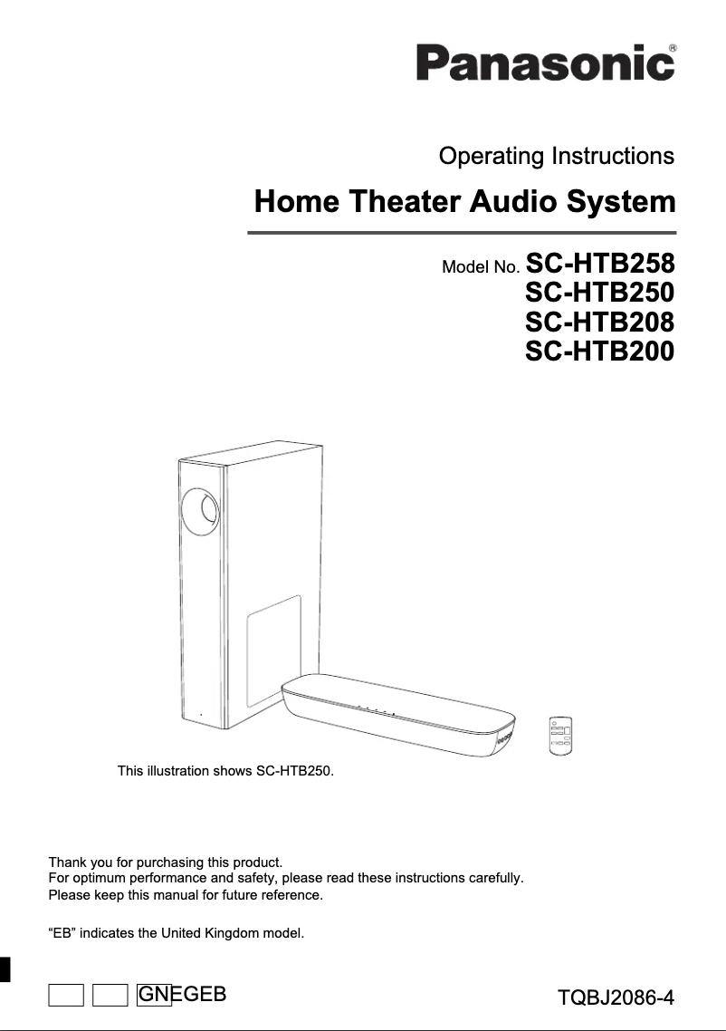 Page 1 de la notice Manuel utilisateur Panasonic SC-HTB208
