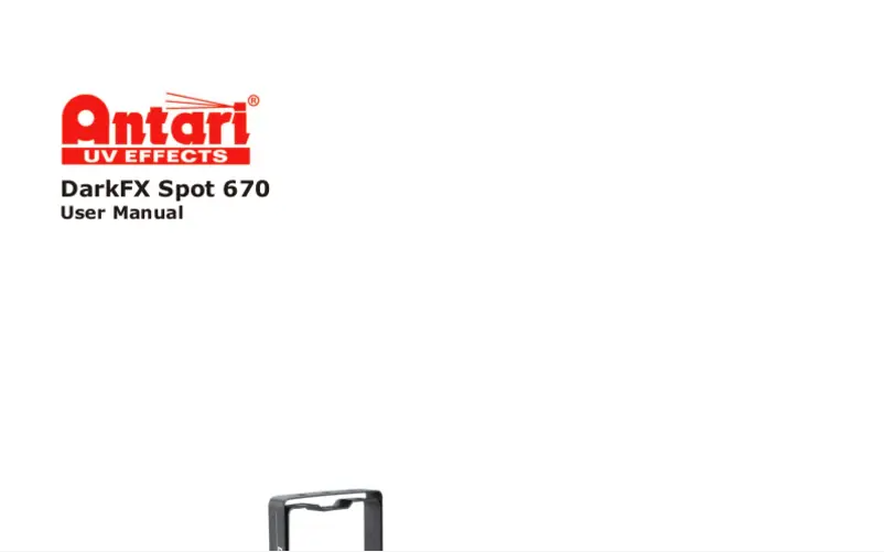 Image de la première page du manuel de l'appareil DarkFX Spot 670
