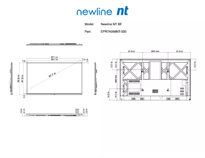 Página 1 del manual Dibujo técnico Newline EPR7A098NT-000