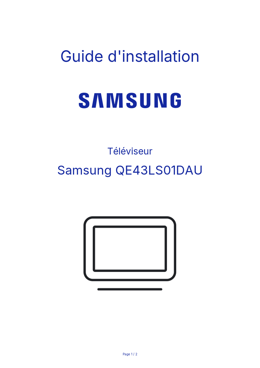 Page n°1 - Guide d'installation Samsung QE43LS01DAU