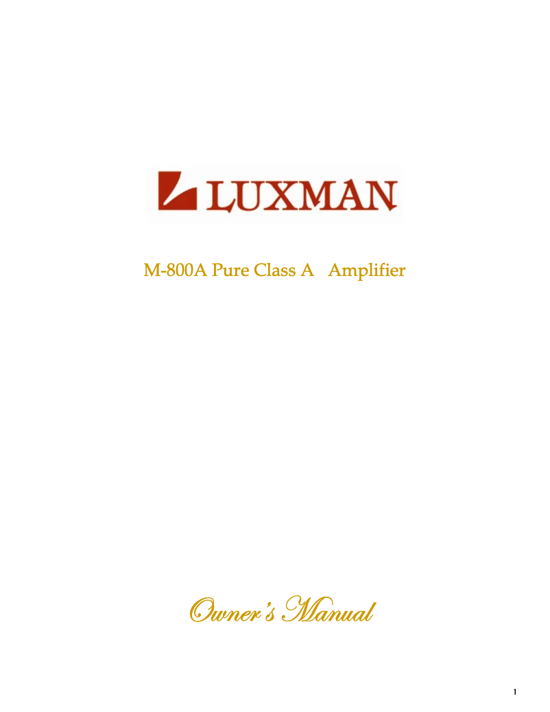 Page n°1 - Manuel utilisateur Luxman M-800A