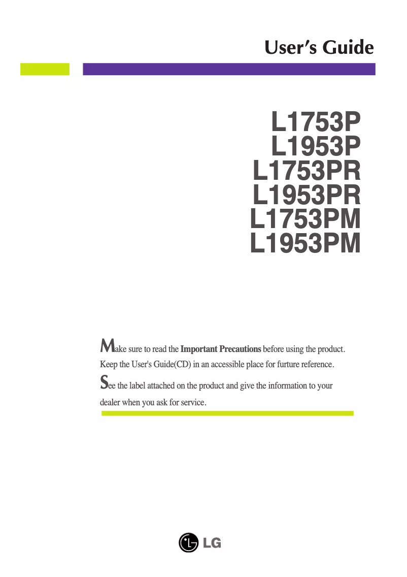 Page 1 de la notice Manuel utilisateur LG L1953PM-DF