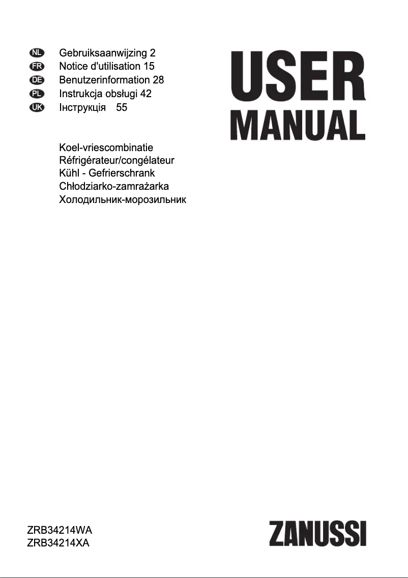 Image de la première page du manuel de l'appareil ZRB34214XA