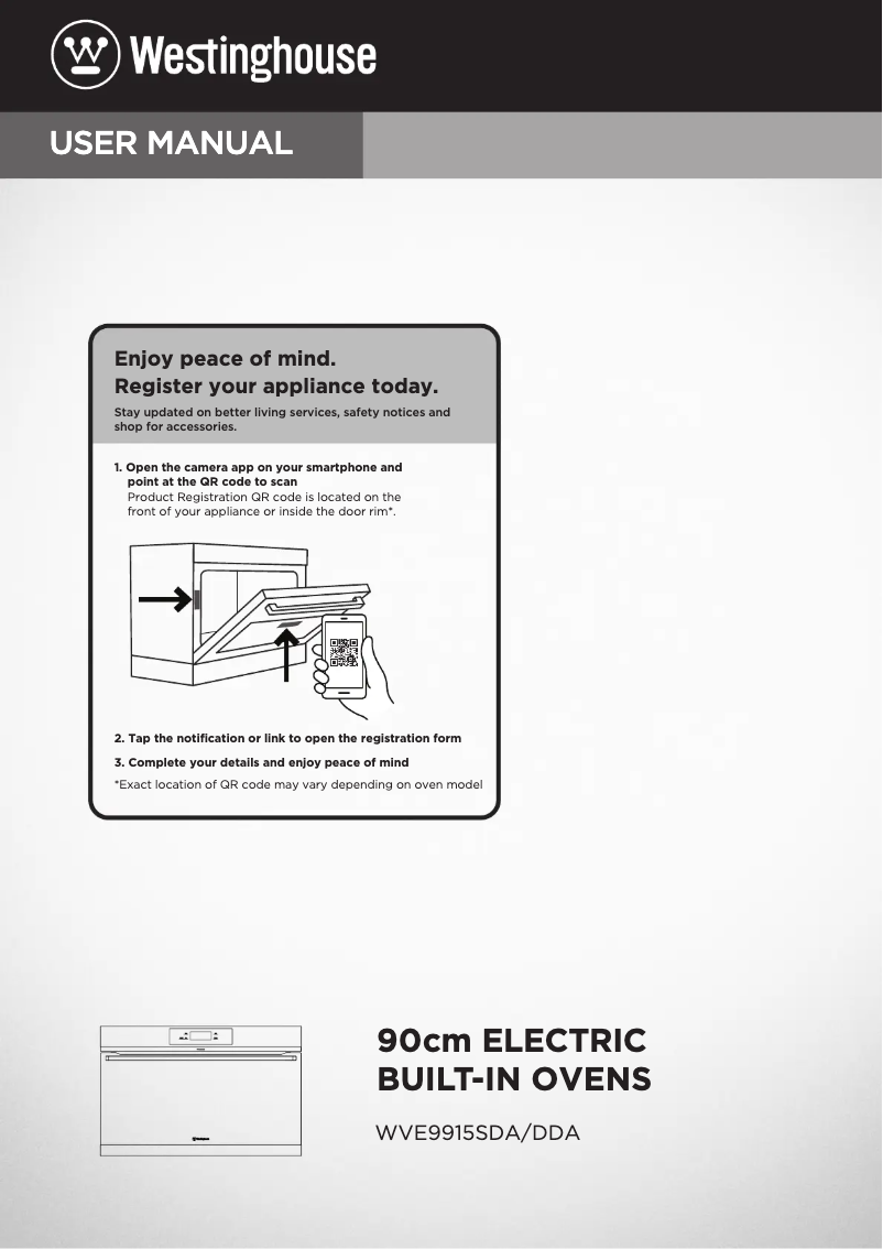 Page 1 de la notice Manuel utilisateur Westinghouse WVE9915SDA