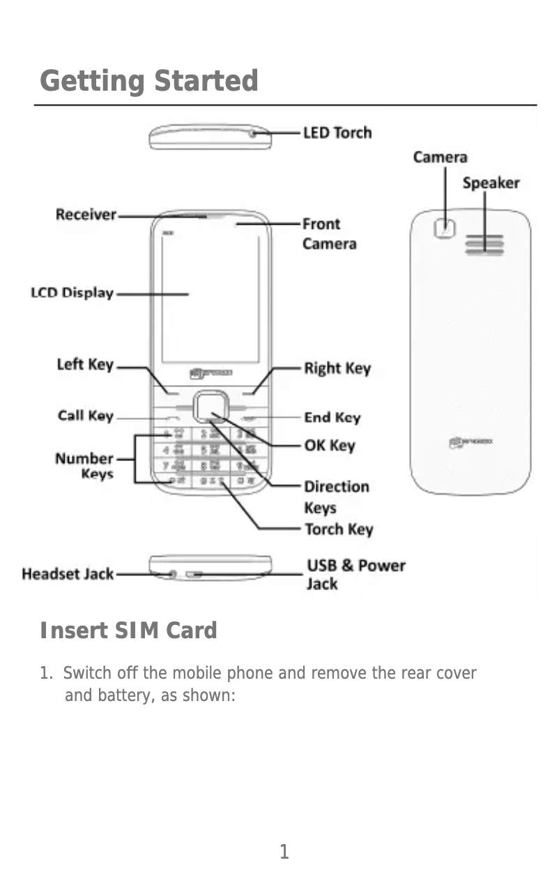 Page 1 de la notice Manuel utilisateur Micromax X242