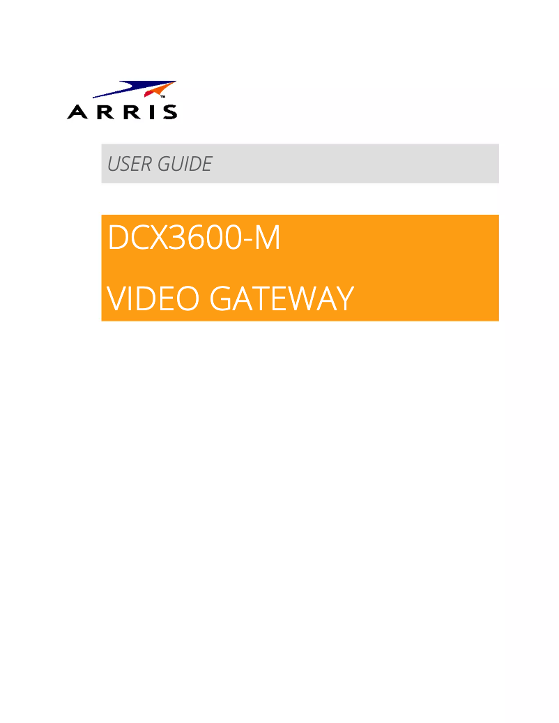 Page n°1 - Manuel utilisateur Arris DCX3600