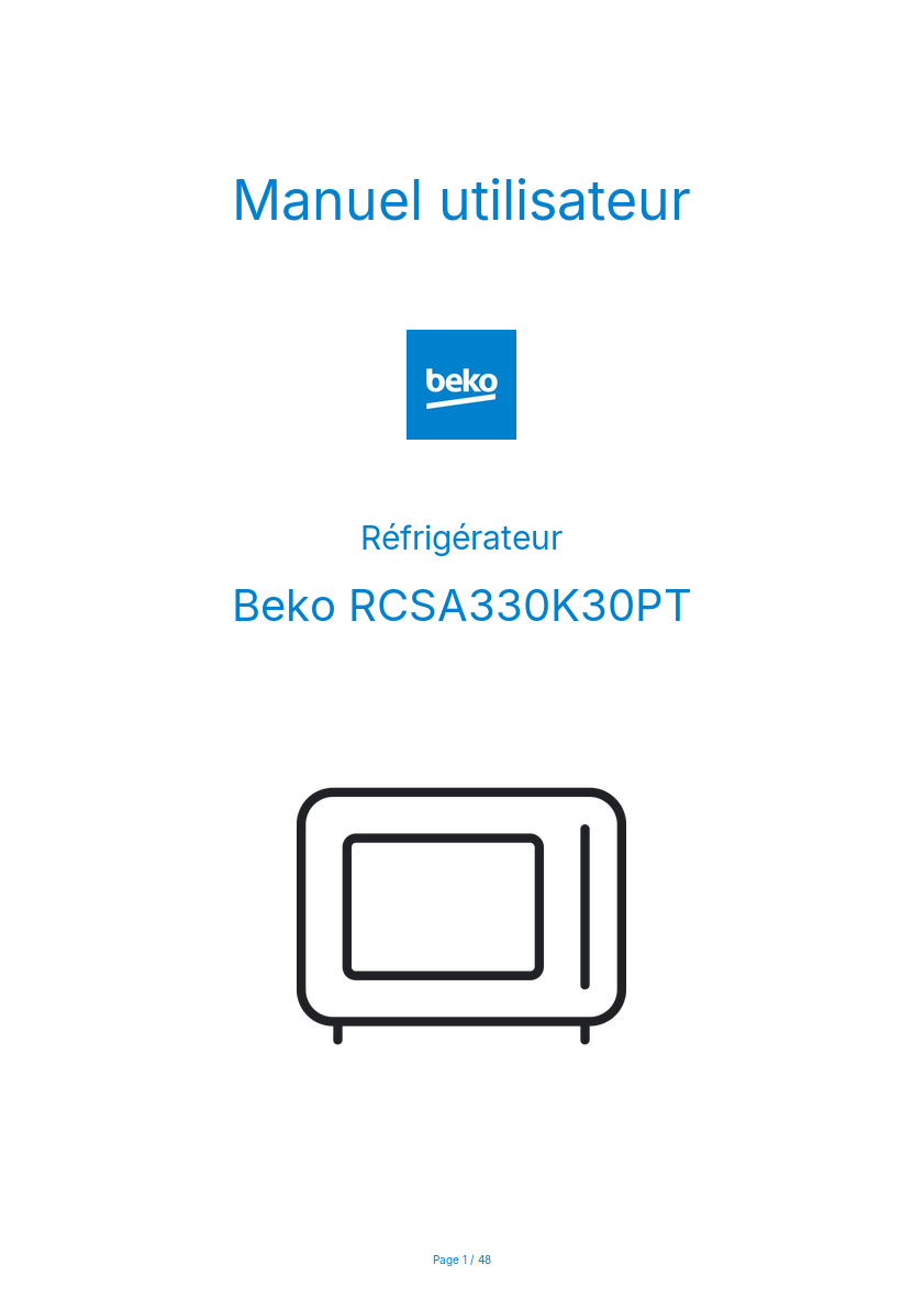 Page n°1 - Manuel utilisateur Beko RCSA330K30PT