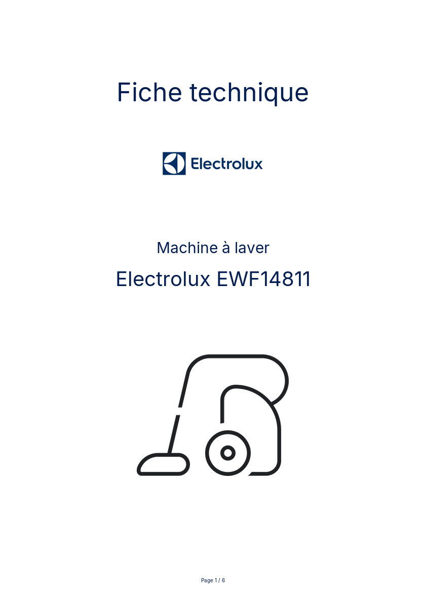 Page n°1 - Fiche technique Electrolux EWF14811