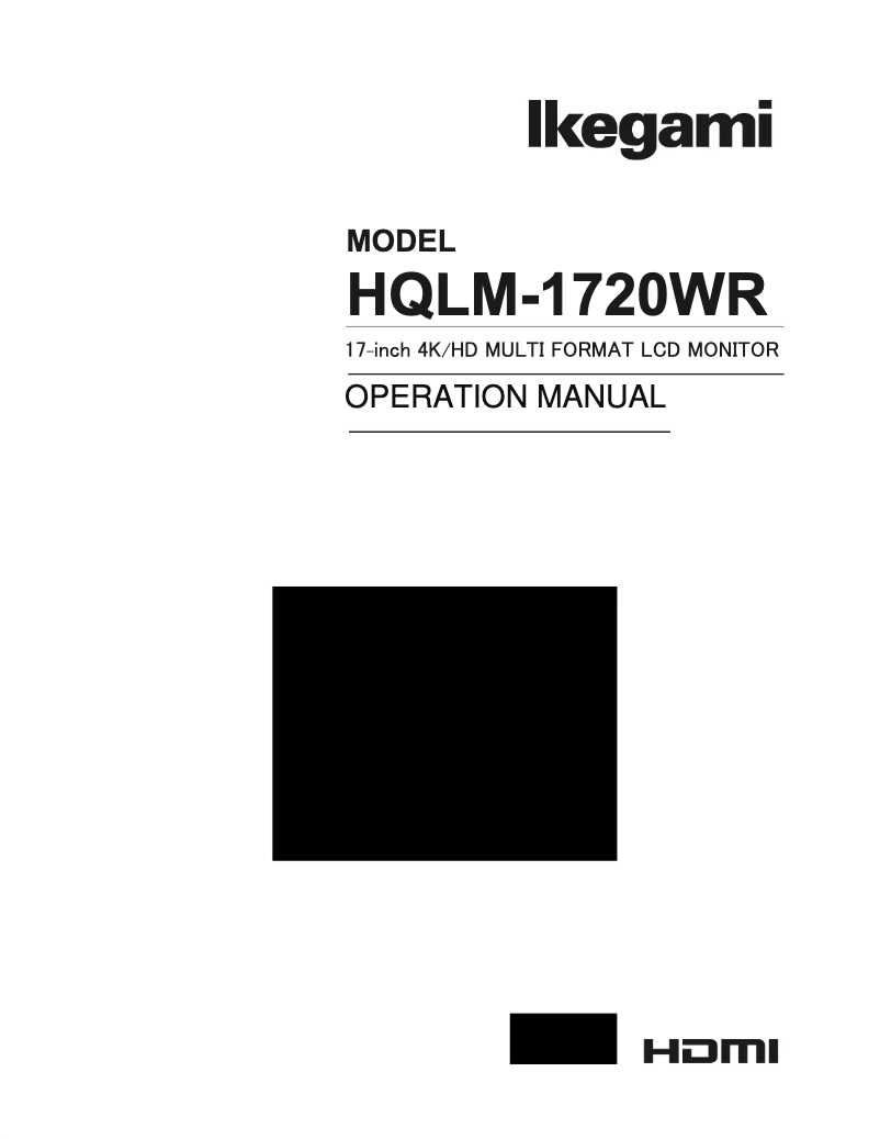 Page n°1 - Manuel utilisateur Ikegami HQLM-1720WR