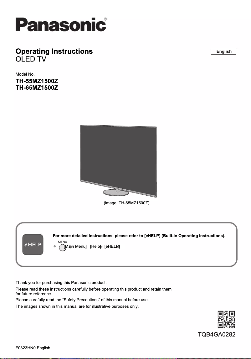 Image de la première page du manuel de l'appareil TH-65MZ1500Z