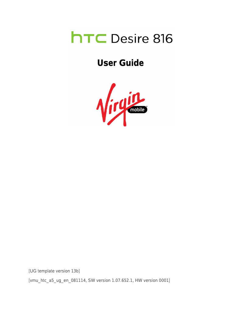 Page 1 de la notice Manuel utilisateur HTC Desire 816