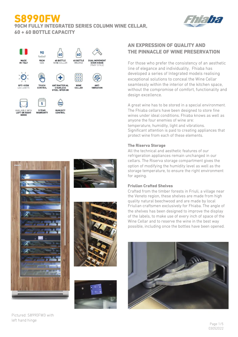 Page 1 de la notice Fiche technique Fhiaba S8990FW3A
