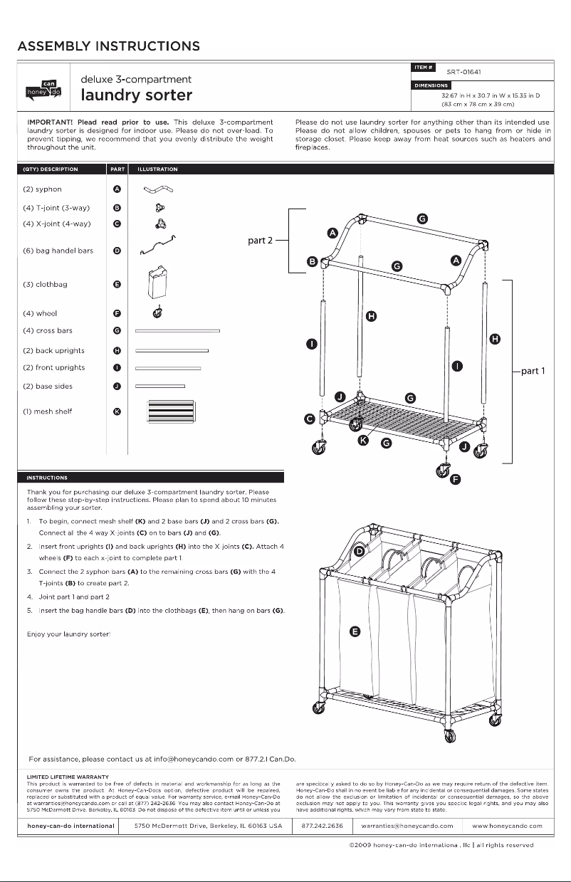 Page 1 de la notice Manuel utilisateur Honey-Can-Do SRT-01641