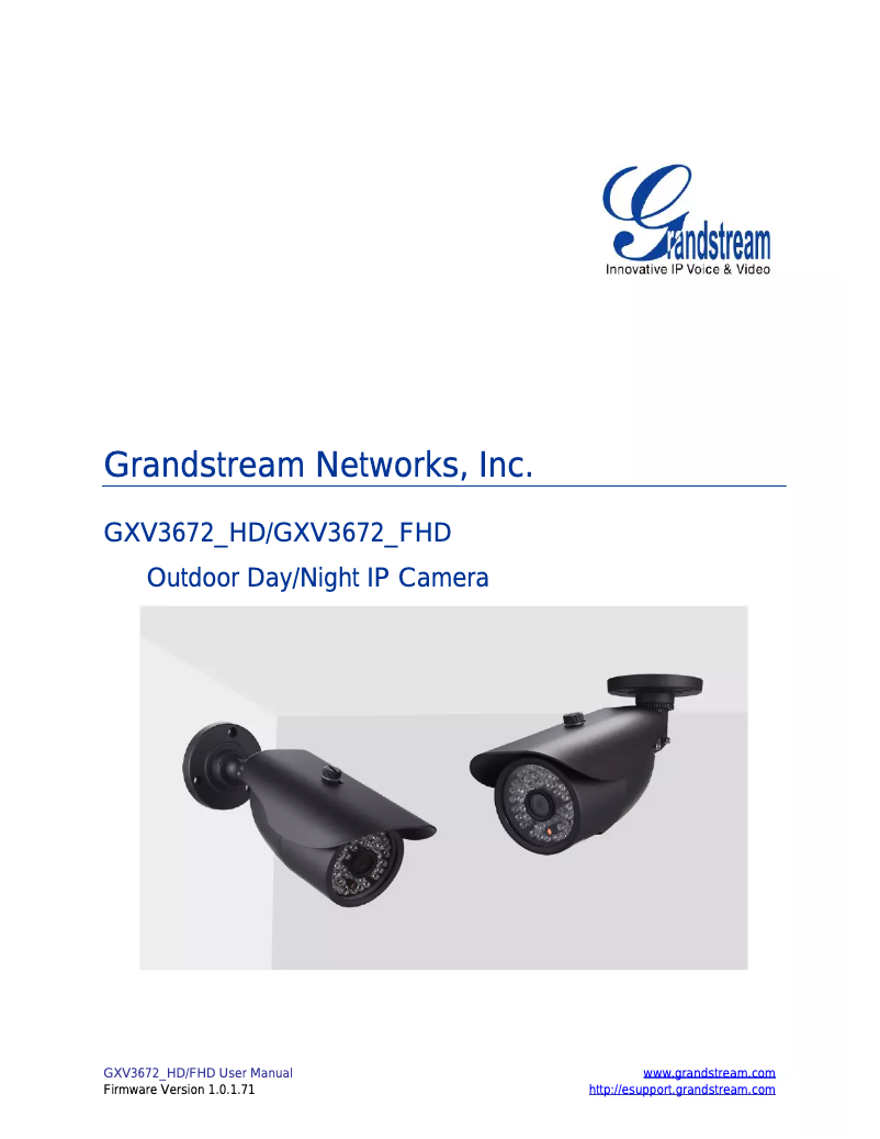 Page 1 de la notice Manuel utilisateur Grandstream GXV3672_FHD