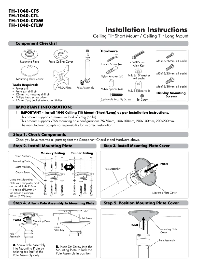 Page n°1 - Manuel utilisateur Atdec TH-1040-CTL/S