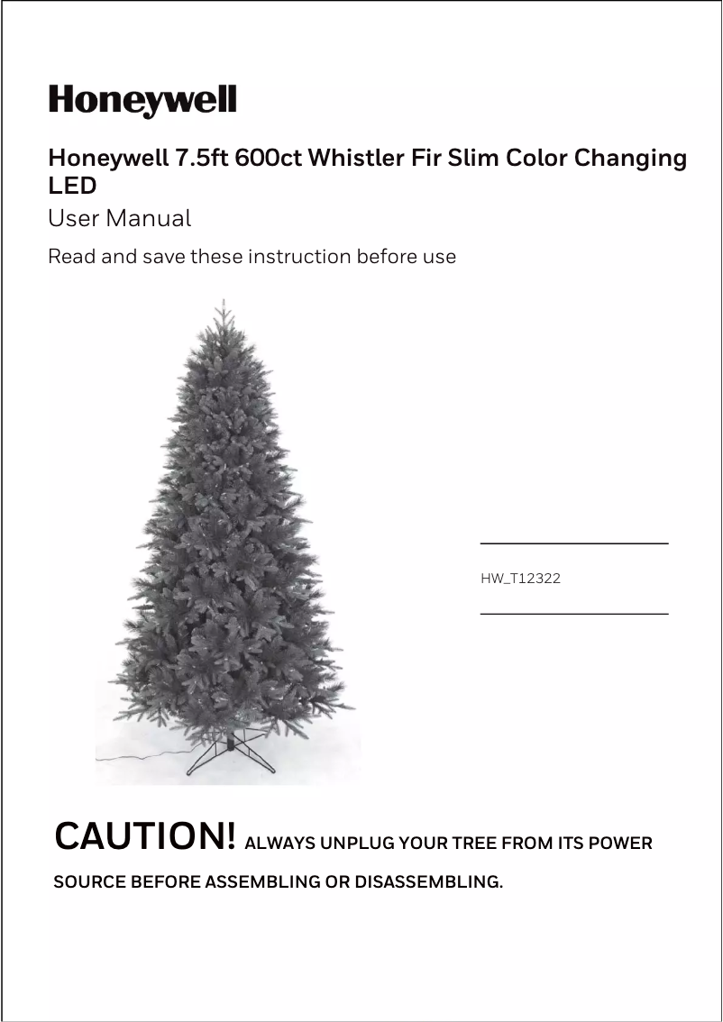 Page 1 de la notice Manuel utilisateur Honeywell HW-T12322